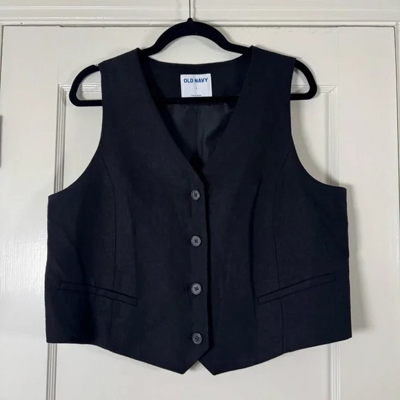Old Navy Women’s Linen Blend Black Vest - Picture 3 of 6